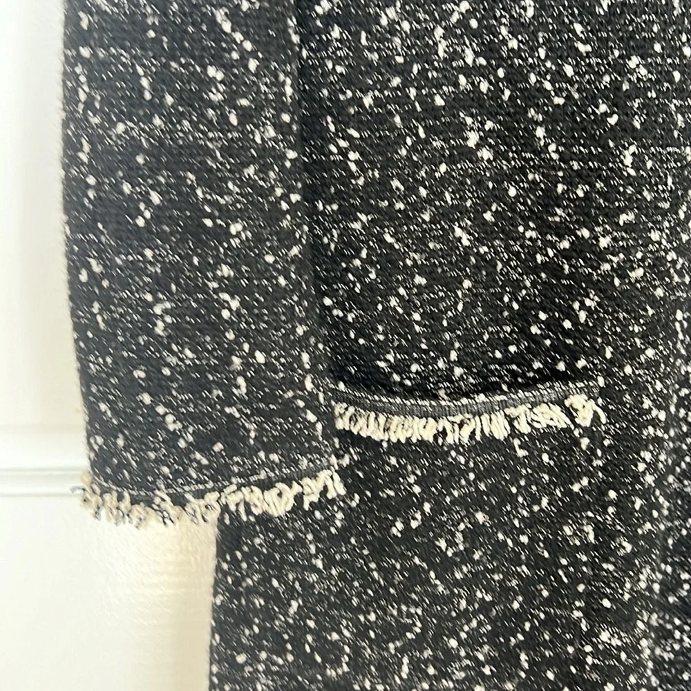 Max Studio Vneck Quarter Sleeve Tweed Boucle Sheath Black White Mini Dress - Picture 6 of 7